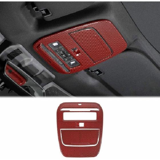 Red Carbon Roof Reading Light Lamp Decor Panel Trim Cover For Ford F-150 +