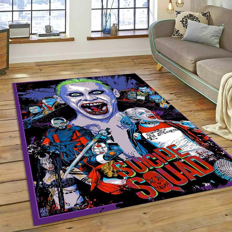Der Teppich The Suicide Squad, inspiriert vom Actionfilm, eignet sich für Wohnzimmer, Schlafzimmer, Nachttischbereiche, Balkone und andere