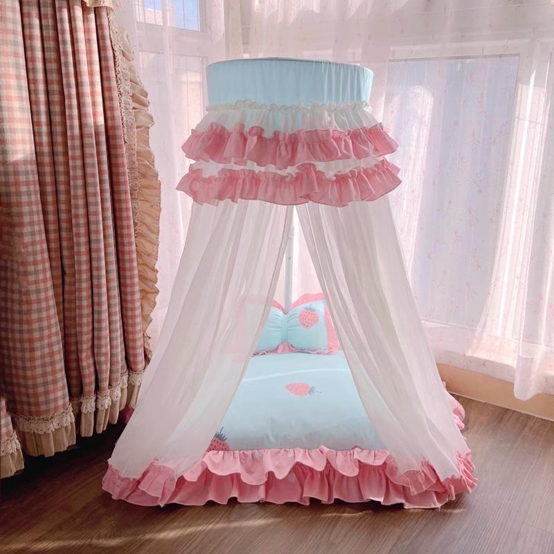 Cute Soft Mesh Pet Tent Washable Dog Mosquito Net Princess Style Teddy House for Small Breeds All-Season Cozy Shelter for Puppie