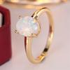 Inele de Angajament cu Piatră Ovală Mare Inele Ou cu Opal Alb Foc Pentru Femei Inele de Căsătorie Aurii Vintage Bijuterii Accesoriu Minimalist