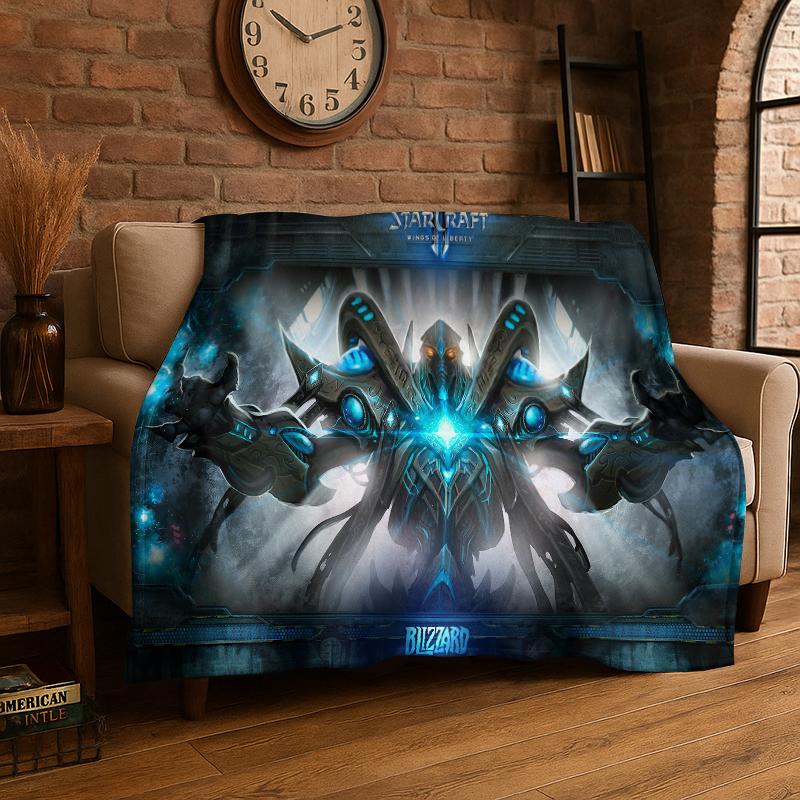retro StarCraft Game Gamer cartoon Flannel Blanket Soft Warm Throw Blanket for Bedroom Living Room Bed Travel Camping Picnic 75x90cm