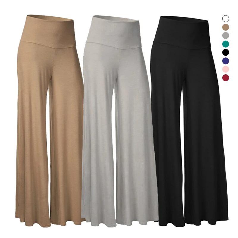 Women's Soft Wide Leg Pants Spring Summer Thin Stretch High Waist Palazzo Korean Casual Pants Loose Oversize Floor Pant