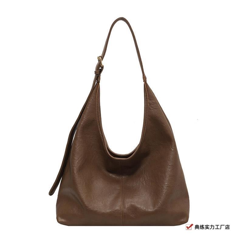 Korean Version Niche Retro Soft Leather Lazy Style Underarm Bag Women's New Trendy High-end Large-capacity Shoulder Bag
