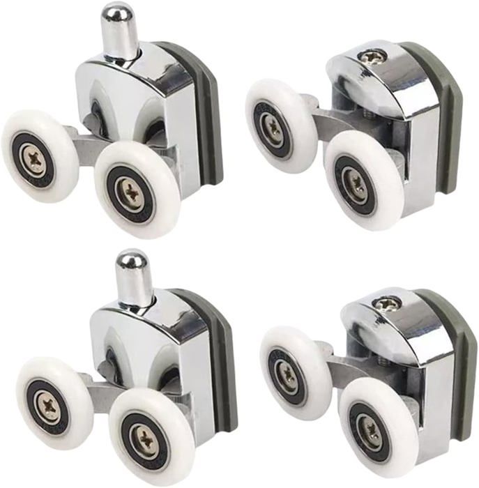 Roulettes de douche - Double - Chromé - 23 mm - Pack de 4 pièces