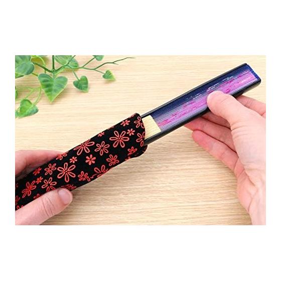 Sensu Case Inden Flower/Red 23.5cm Elegant Japanese Pattern Protects Sensu from Scratches Curved Opening for Easy Insertion and Removal Ideal for