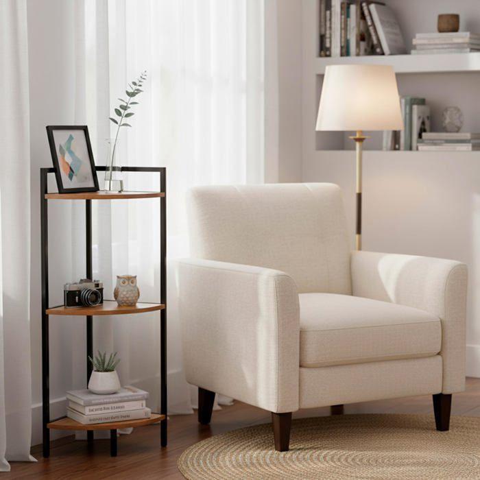 Étagère d'angle en bois - AKTIVE - 3 niveaux - Acier noir - 24x24x80 cm - Capacité 6 kg - Montage sans outil