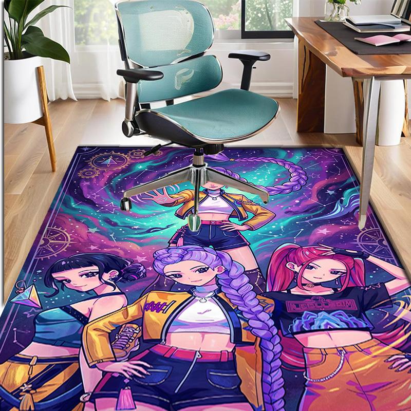 Covor cu Model KPop Demon Hunters, Covoraș de Interior/Exterior, pentru Picnic, Cameră de Jocuri, Dormitor, Birou, Sufragerie, Covor Decorativ pentru Casă, Cadou de Ziua de Naștere