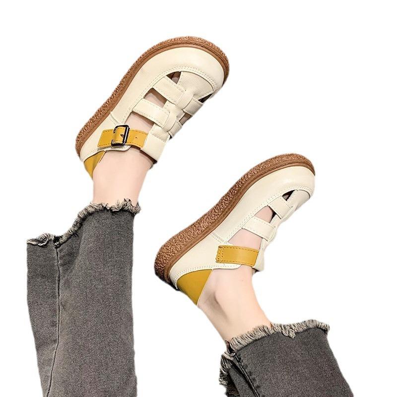 Soft sole Harajuku big head shoes women's summer new lace breathable fisherman shoes thick sole muffin sole single shoes