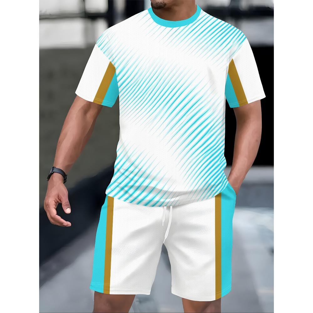 2026 Herren T-Shirt und Shorts 2-teiliges Set Übergröße Outdoor Urlaub