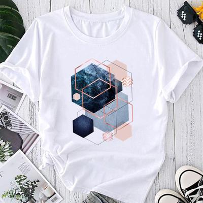 (Asiatische Größe) Drucken Grafik T-Shirt Damen abstrakte 90er Jahre süße schöne süße Damen Sommer Top weibliche T Kleidung lässige Mode Kurzarm T-Shirt