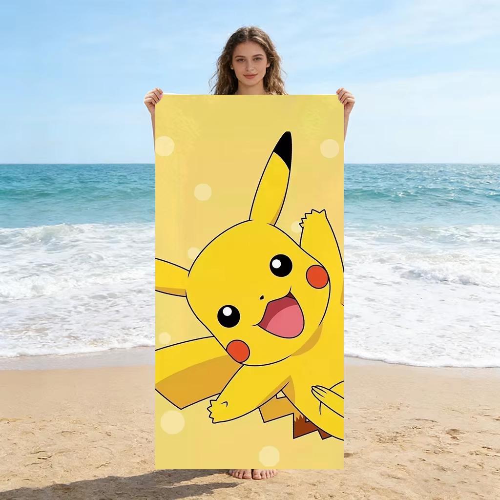 Pokémon Pikachu Anime Beach Towel Sand Free Microfiber Flat Print Large Bath Towel For Summer Travel Swimming Pool Vacation