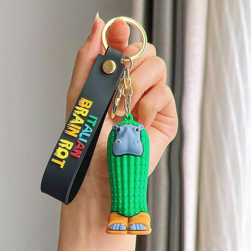 Italian Brainrot Children Cartoon Keychain Tung Tung Tung Sahur Tralalero Tralala Cute Keyring Funny Meme Bag Anime Pendant Gift