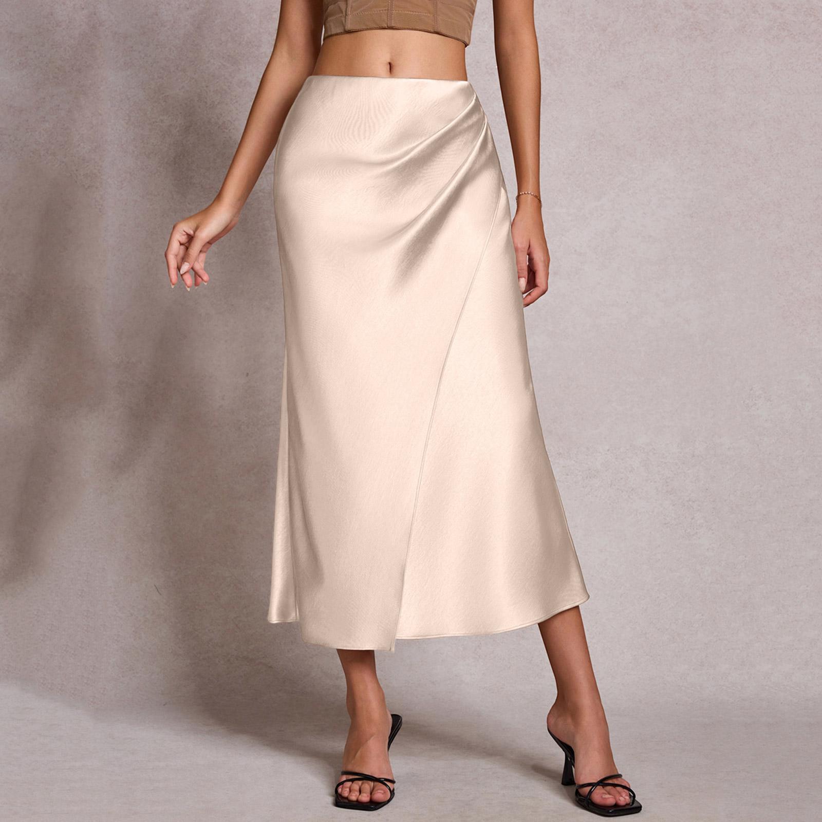 Женская плиссированная юбка - Элегантная юбка-карандаш L бежевый