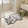 Cute Cat Floor Mat Bathroom Rug, Anti-Slip Absorbent Bath Washable Plush Tile And Wood Kitty Door for Entrance Kitchen Home Decor Anti-slip Rug