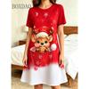 Summer Ladies Santa 3D Printed Short Sleeve Dress