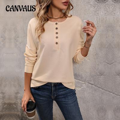Autumn Women's Blouse Long Sleeve Round Neck Solid Color Cozy Casual Knit Top