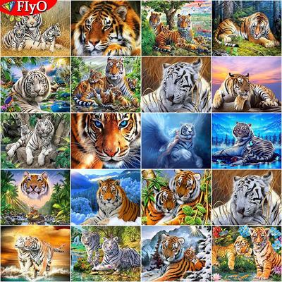 Diamantmålning Tiger Full Borr Fyrkantig Rund Diamantbroderi Djur Diamant Mosaik Korsstygn Heminredning