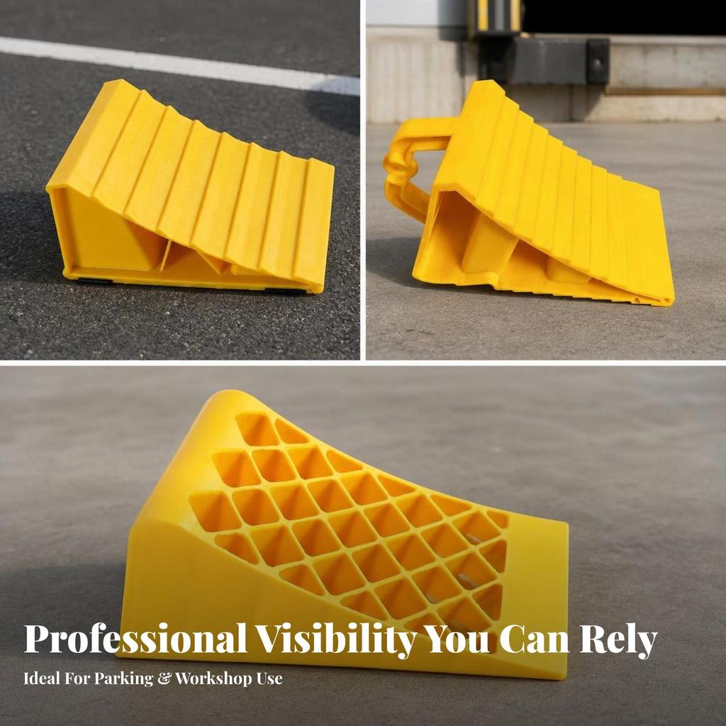 Plastic Wheel Chock Ribbed with Raised Ribs Sturdy for Drivers