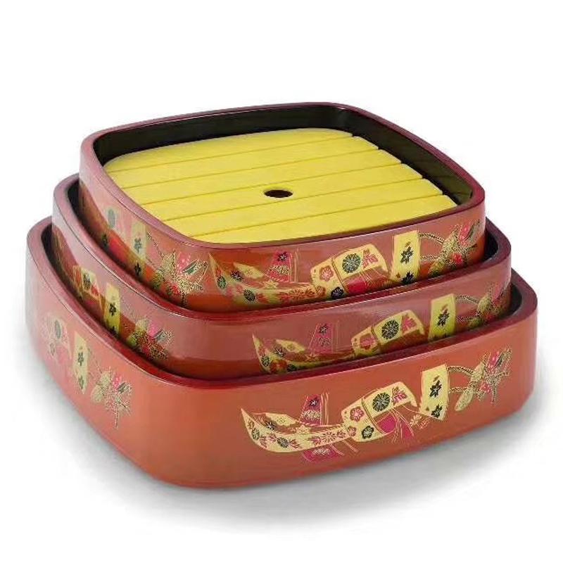 Japanese Sushi Bucket Sashimi Raw Fish Seafood Dish Sushi Cuisine Fruit Dish Food Chrysanthemum Round Tray Salmon Ice Plate