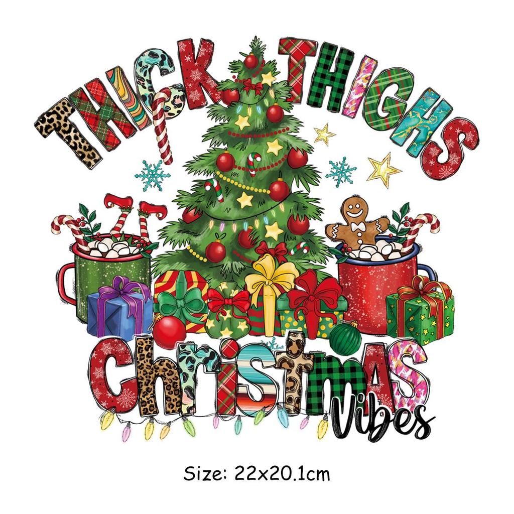 Thermal Stickers Christmas Gift Diy Hoodies Tops Thermal Press A-Level Washable Vinyl Patches On The Fabric Happy Holiday