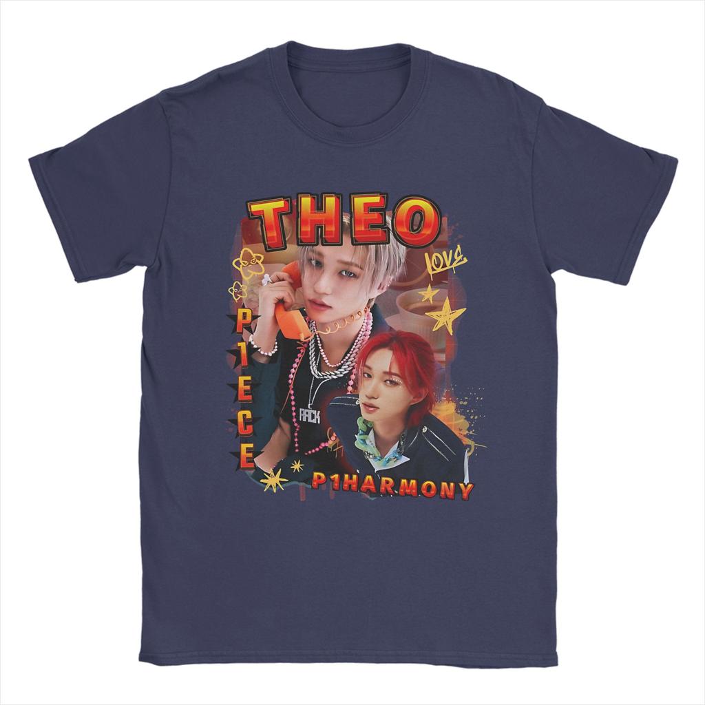 P1Harmony Theo Korean Group KPop Unisexs T Shirts  Novelty Tees Short Sleeve Round Collar TShirt 100 Cotton Gift Idea Clothes
