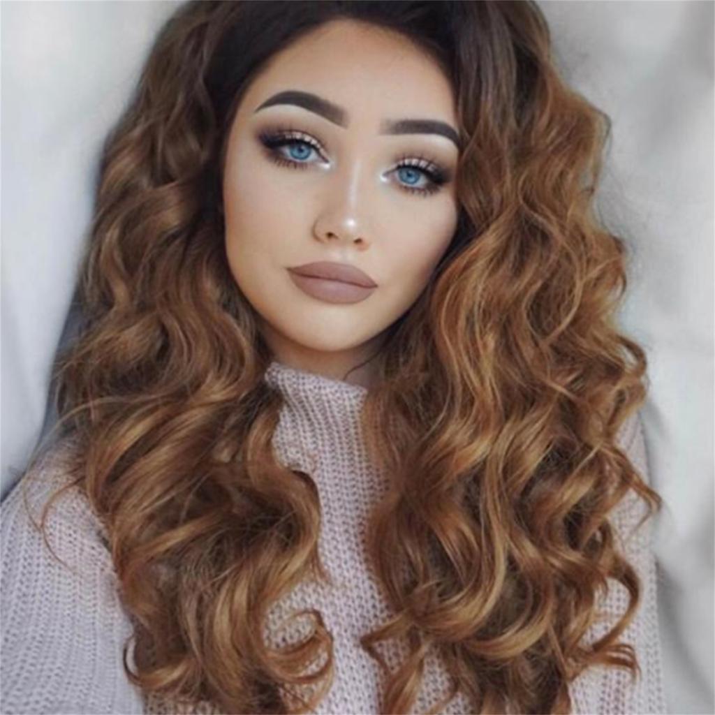 Women S Wig Brown Long Curly Synthetic Hair Heat Resistant Cosplay Wig