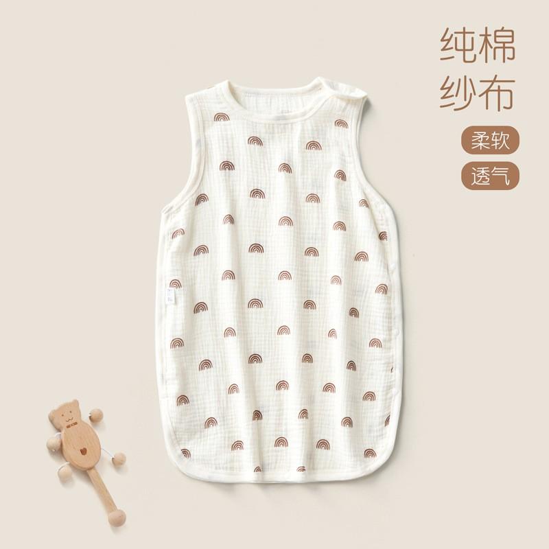 Baby Cotton Muslin Sleeveless Sleep Sack Thin Anti-Kick Blanket Toddler Infant