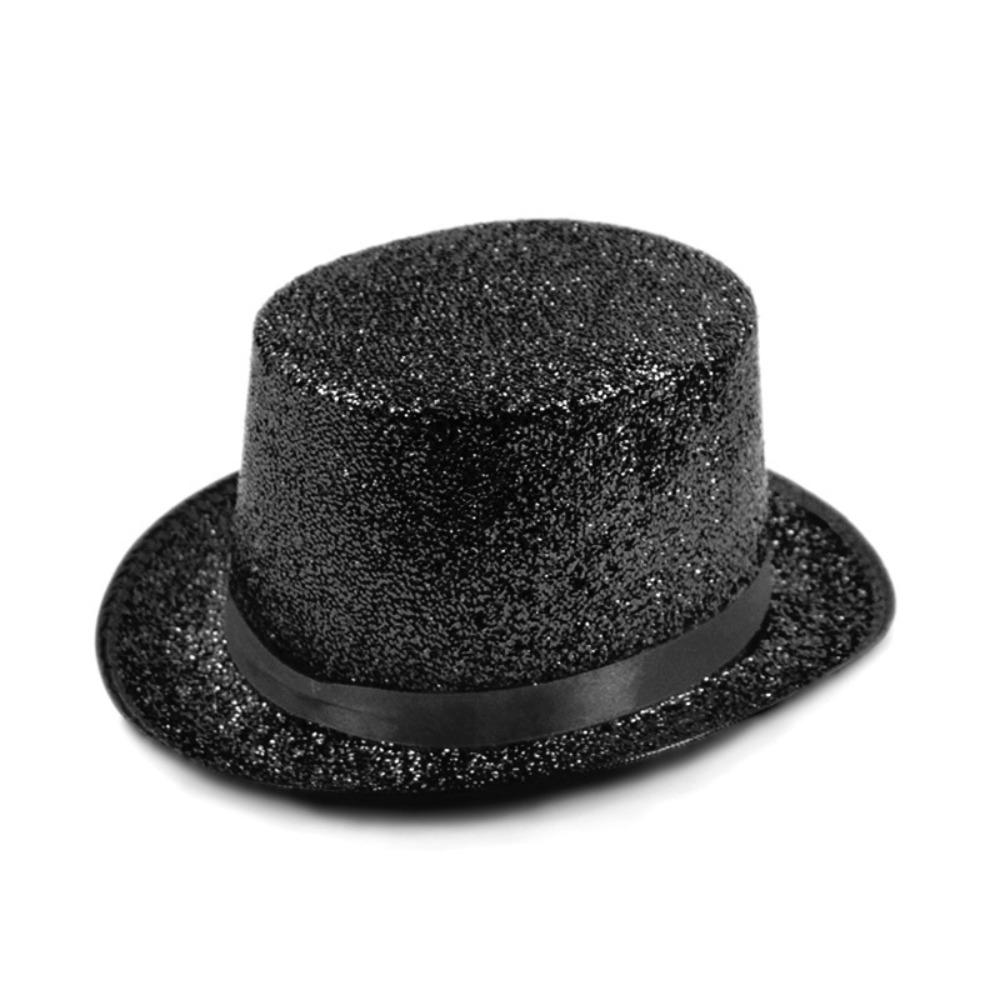 

Retro Glitter Top Hat British Style Multicolor Glittering Magician Hat Durable Lightweight Polyester Bowler Jazz Hat Gatherings чёрный