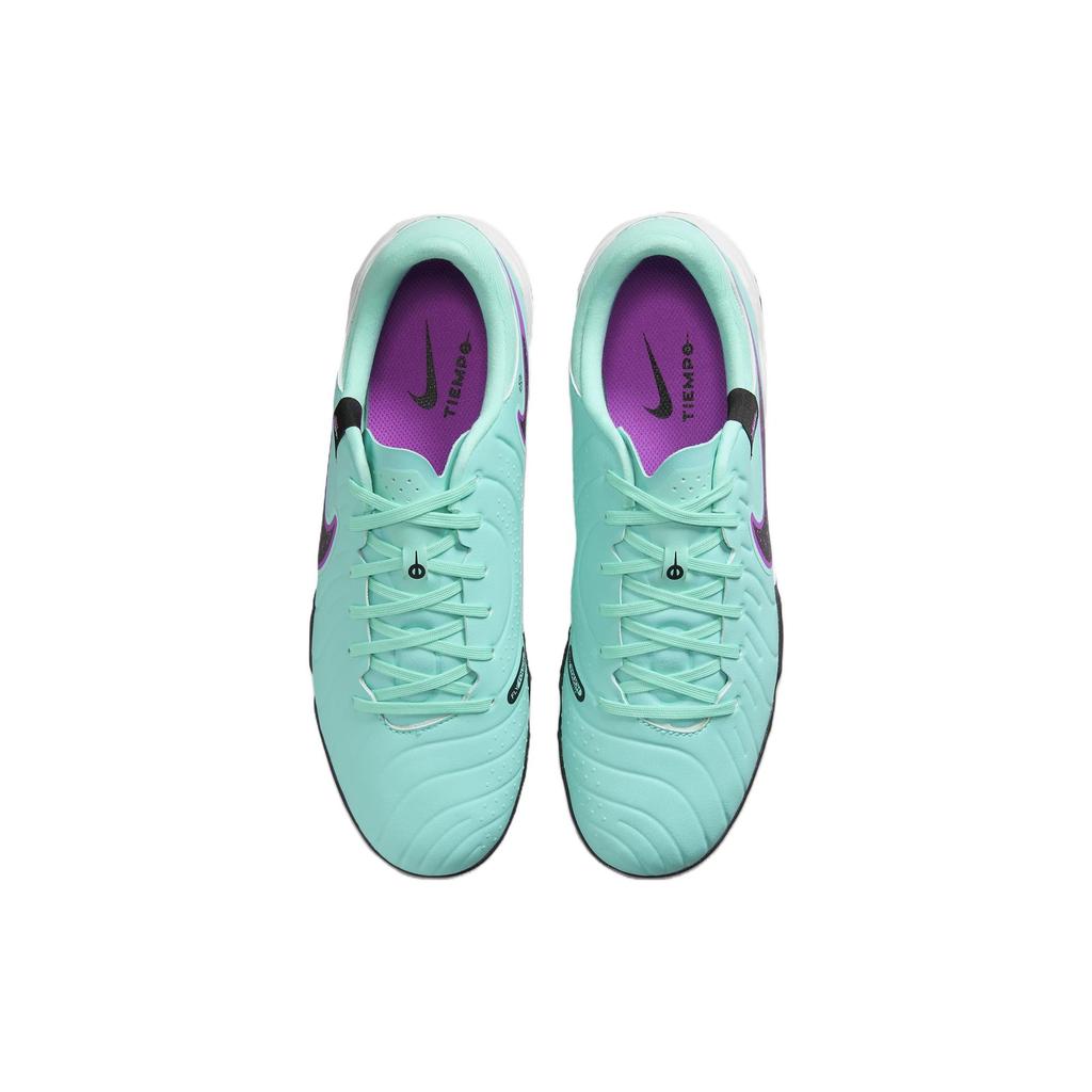 Nike Tiempo Legend 10 Lace Up TF Turf Artificial Turf Cow Leather Soccer Shoes Unisex Green Purple DV4342-300