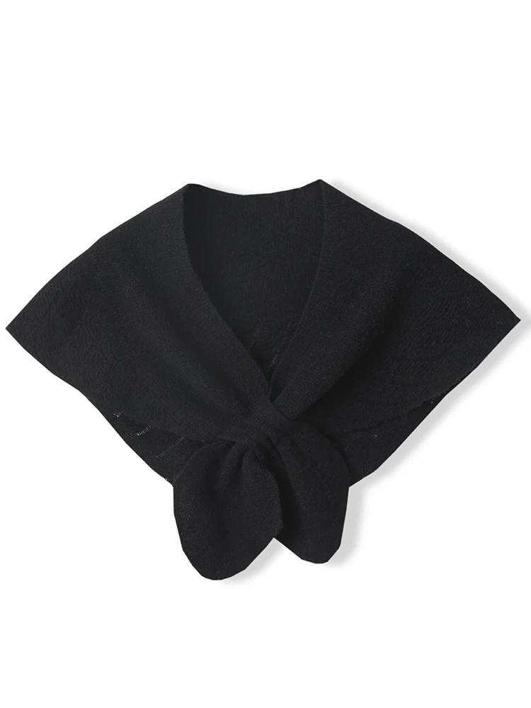 

Women Wool Openwork Small Shawl Wrap Fishtail Elegant French 100 Wool Knitted Cape Soft Neck Warm Cappa Cozy Fashion Scarf