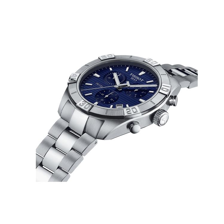 Tissot Collezione PR100 Movimento al Quarzo Orologi da Uomo Orologio 44mm Quadrante Blu Cassa in Acciaio Inossidabile T101.617.11.041.00