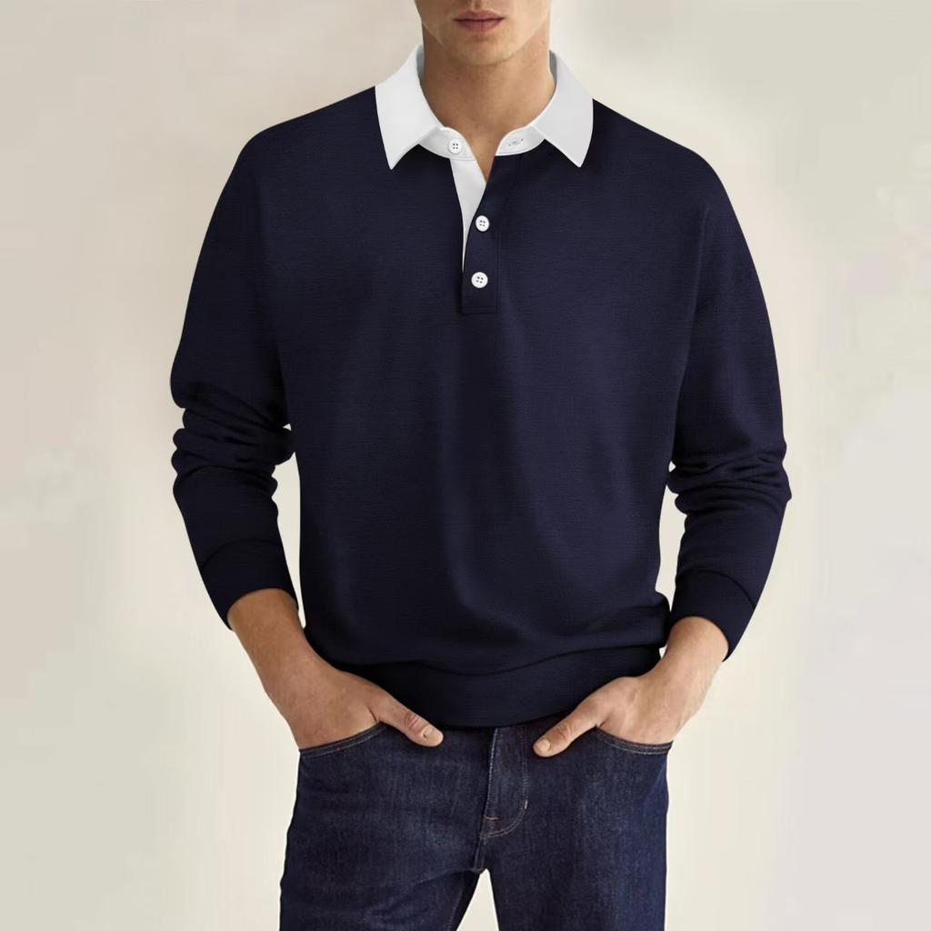Autumn long-sleeved button-down collar men's casual polo shirt