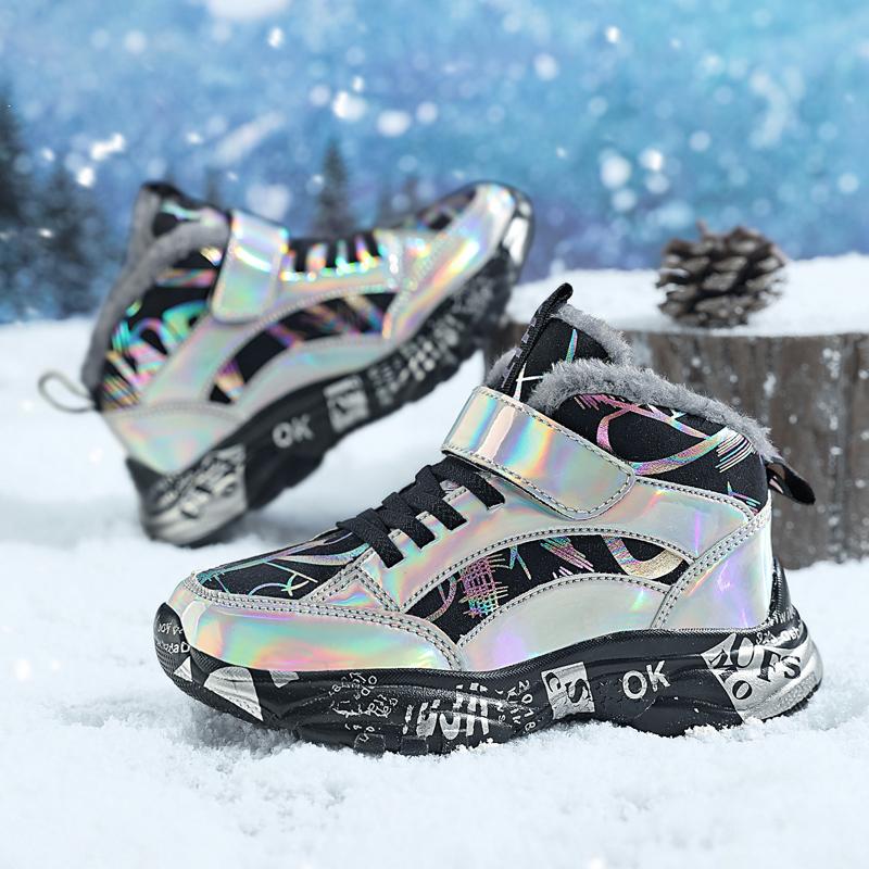 Winter Kids Running Shoes Boys Non-slip Waterproof Casual Shoes Warm Plus Cotton Sneakers Fashion Teenager Trekking Sport Shoes