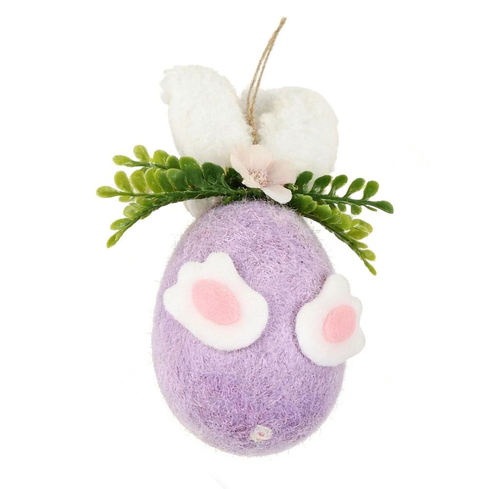 Cartoon Bunny Easter Eggs Hanging Decorations Flocking Photo Props Drop Ornament Scenery Landscaping Multicolor Hanging Pendant