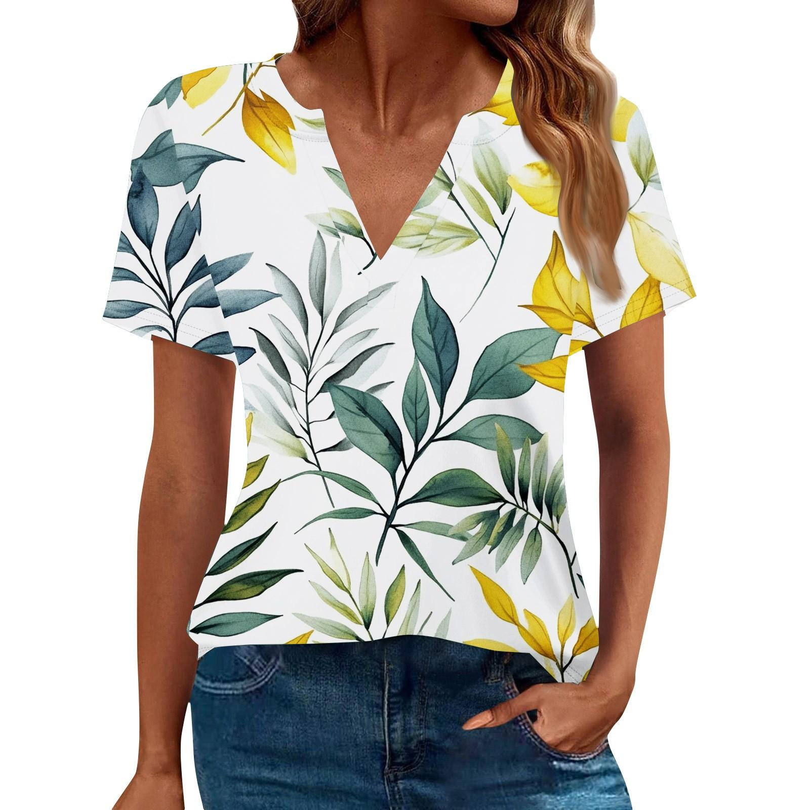 

Женская летняя рубашка с коротким рукавом и V-образным вырезом, деловая повседневная свободная футболка, трендовая модная одежда, топы XL коричневый