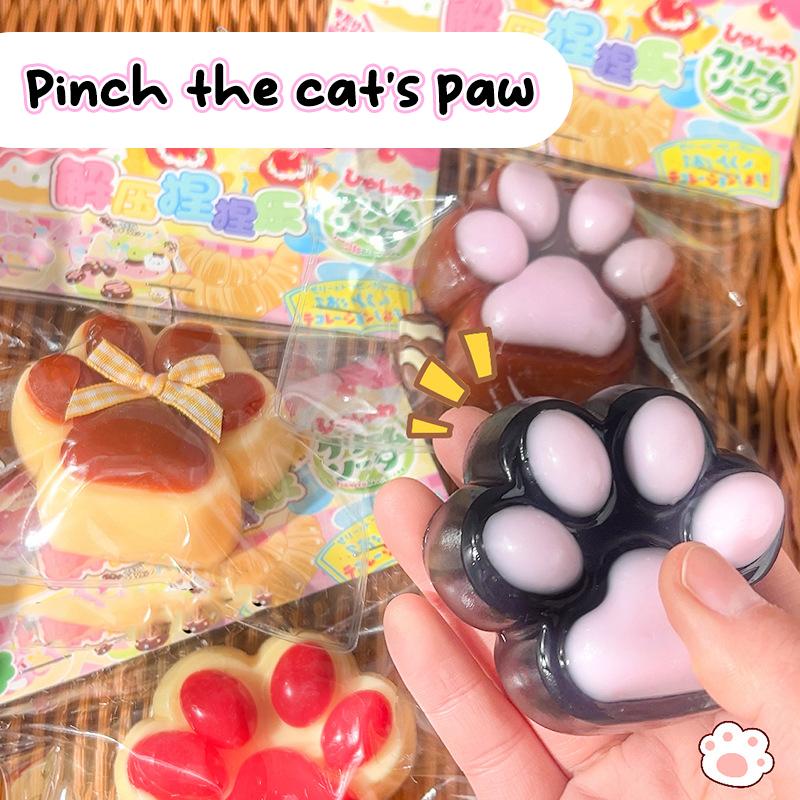 Fluffy Cat Paw Squeeze Fidget Toy Fuzzy Super Soft Stress Relief Toy for Kids Adults Office Work Anxiety Relief