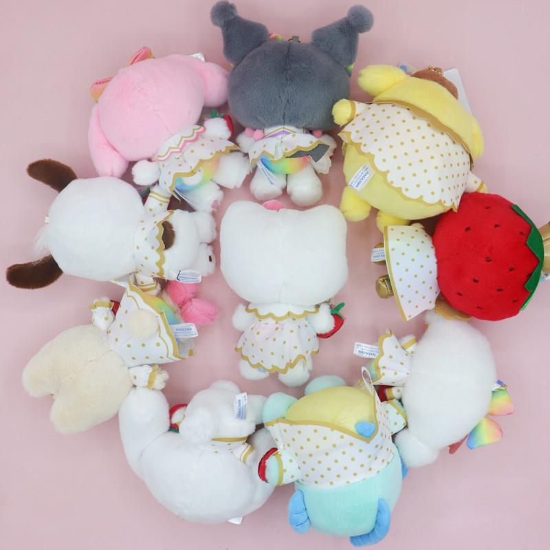 Sanrio Strawberry News Kuromi Plush Toy Bag Charm With Soft Short Pile For Kids