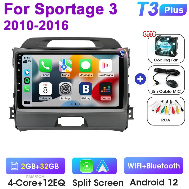2 Din Android 12 Car Radio For KIA Sportage 3 2010 - 2016 Multimedia Video Player GPS 4G Carplay Auto Stereo QLED DVD Head Unit