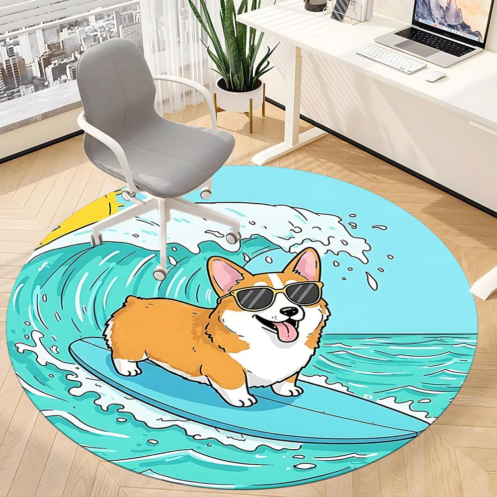 1pc Surfing Dog Chair Carpet for Office Non Slip, Lightweight, Machine Washable Rug for Office Holiday Decor