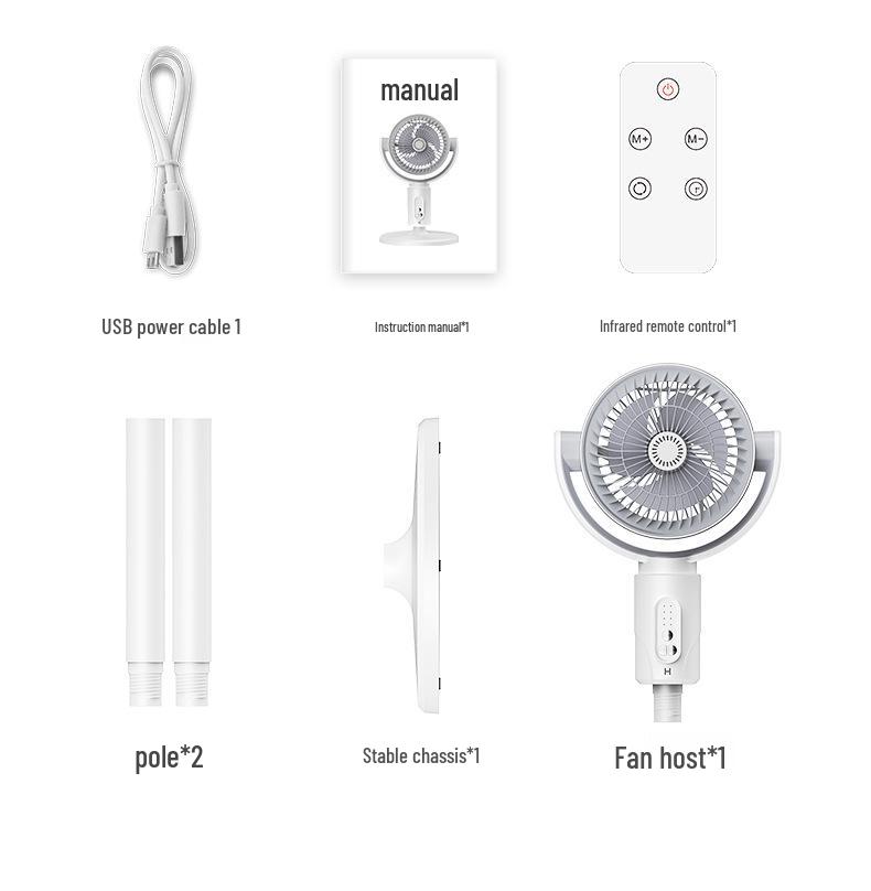 F1 USB Smart Oscillating Floor Fan with Remote - Three-in-One Desktop and Floor Use