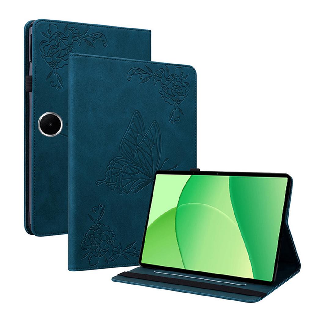 Für OnePlus Pad Lite/Oppo Pad SE Hülle Schmetterling Blumen Prägung PU Leder Tablet Cover mit Kartenfächern