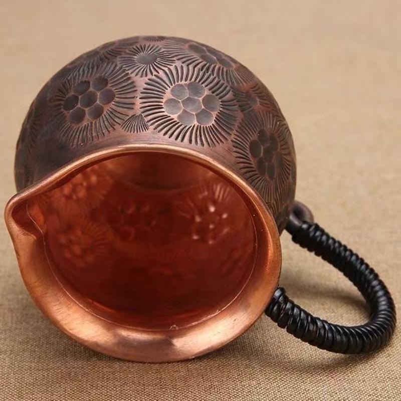 Vintage Copper Mini Coffee Mug,Camping Water Mug Handcrafted Hammer Texture Handle Juice Cups Home use Drinking 200ml Tea Cup