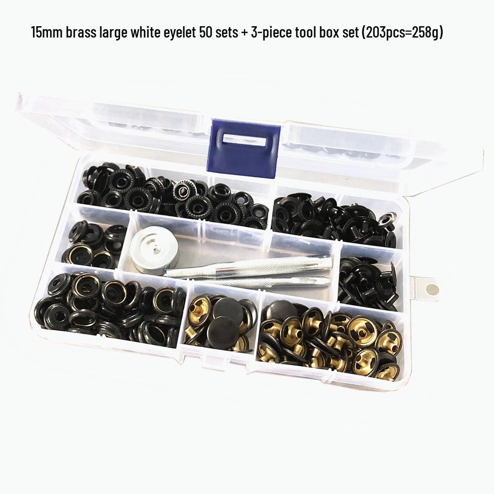 15mm Stainless Steel Rustproof Snap Fasteners - 50 Sets for Outdoor Tent Fixing with Large White Buckle, Fast Shipping