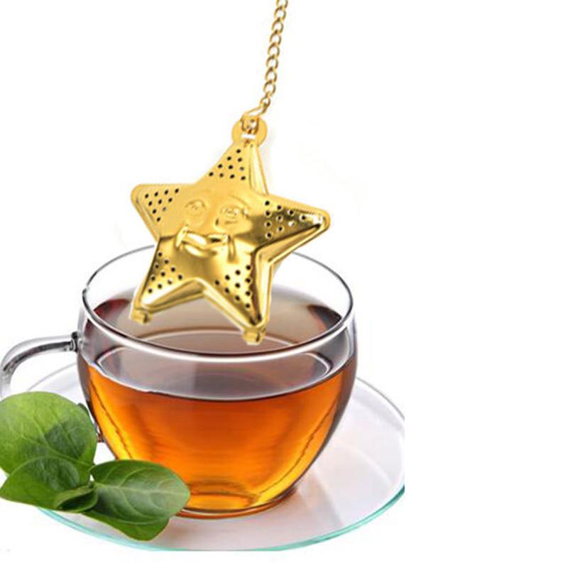 Star Shaped Tea Mesh Infuser,Stainless Steel Tea Infuser Teapot Tray Spice Tea Strainer Herbal Filter Teaware Accessories