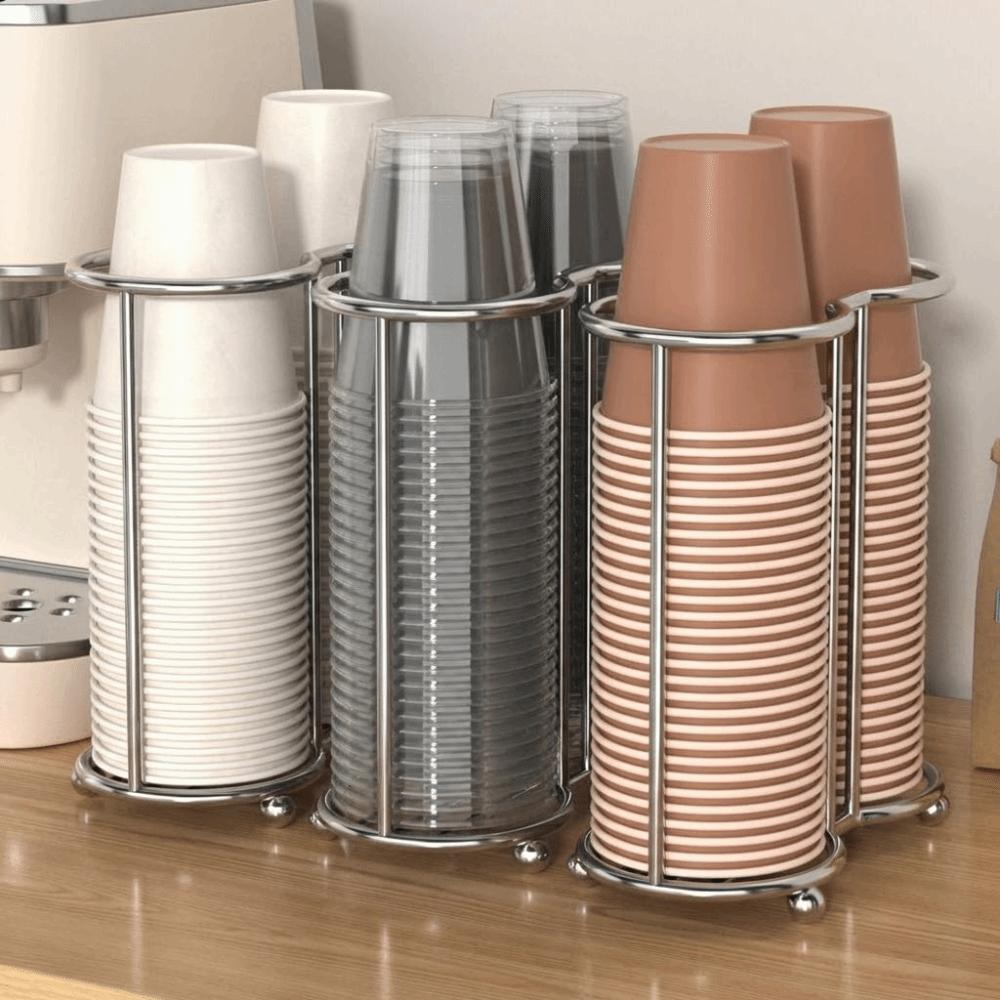 Rust-Proof Disposables Cups Picker Stainless Steel Paper Cup Organizer Cup Storage Rack  Household