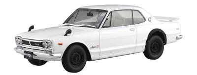 Aoshima Bunka Kyozaisha Rakupla Snap Car Series KPGC10 Skyline HT 1971 White Plastic Model 1/24 2000GT-R Color-coded 01-WH