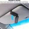 1pc Magnetic PU Leather Glasses Holder for Car Visor - Glasses Clip with Black Textured Grip, Compact Design for Easy Access