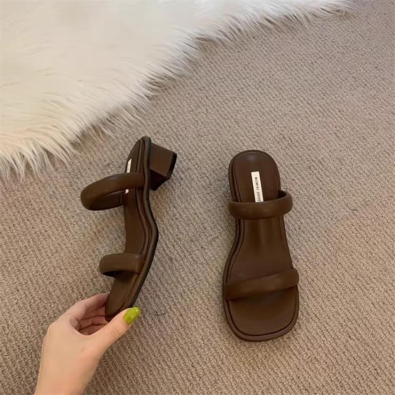 Fashion Summer New Thick Heel Sandals Women's Fashion Round Head Open Toe Anti-slip Wear-resistant High Heels