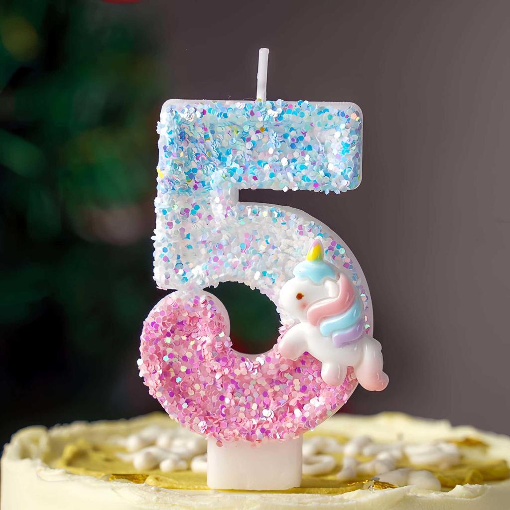 Creative Cartoon Pony Birthday Cake Topper Digital Candles - Fun Party Decoration