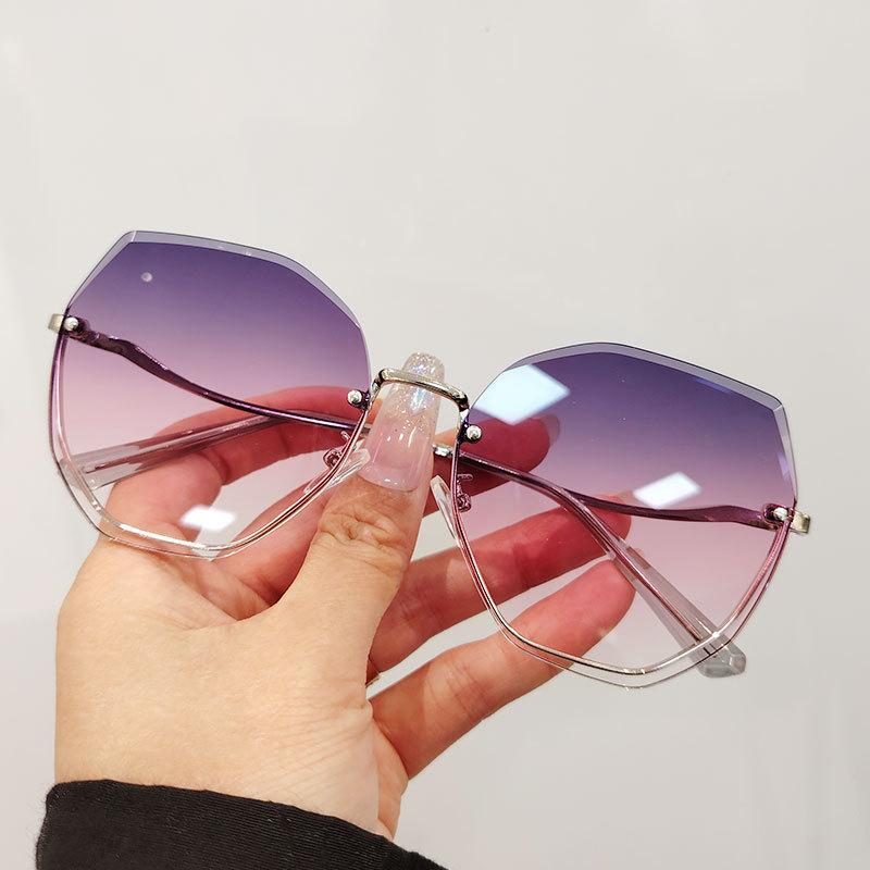 Fashion Sunglasses Women'S Summer High Sense Large Frame Showing Small Face Gradual Change Of Color Sunglasses Driving Polygonal Sunglasses